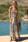 Angie Smocked Strapless Maxi Dress With Cutout