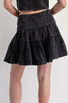 eesome Snow Washed Embroidered Mini Skirt