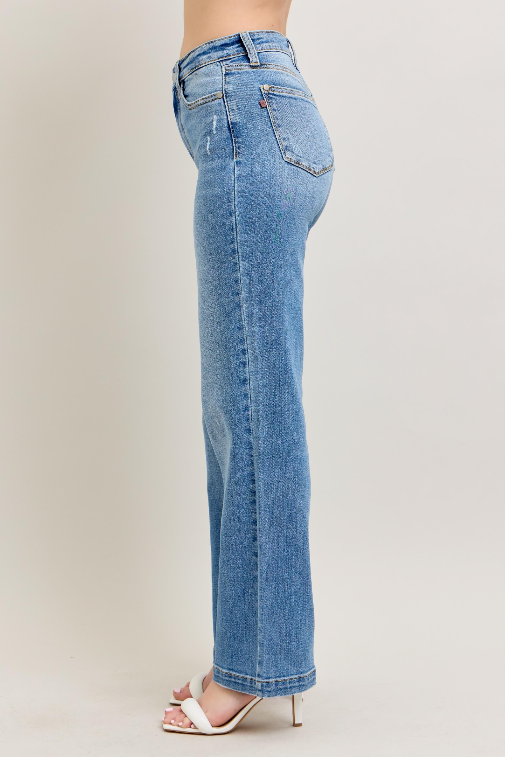 Judy Bllue Hw Trouser Straight Fit