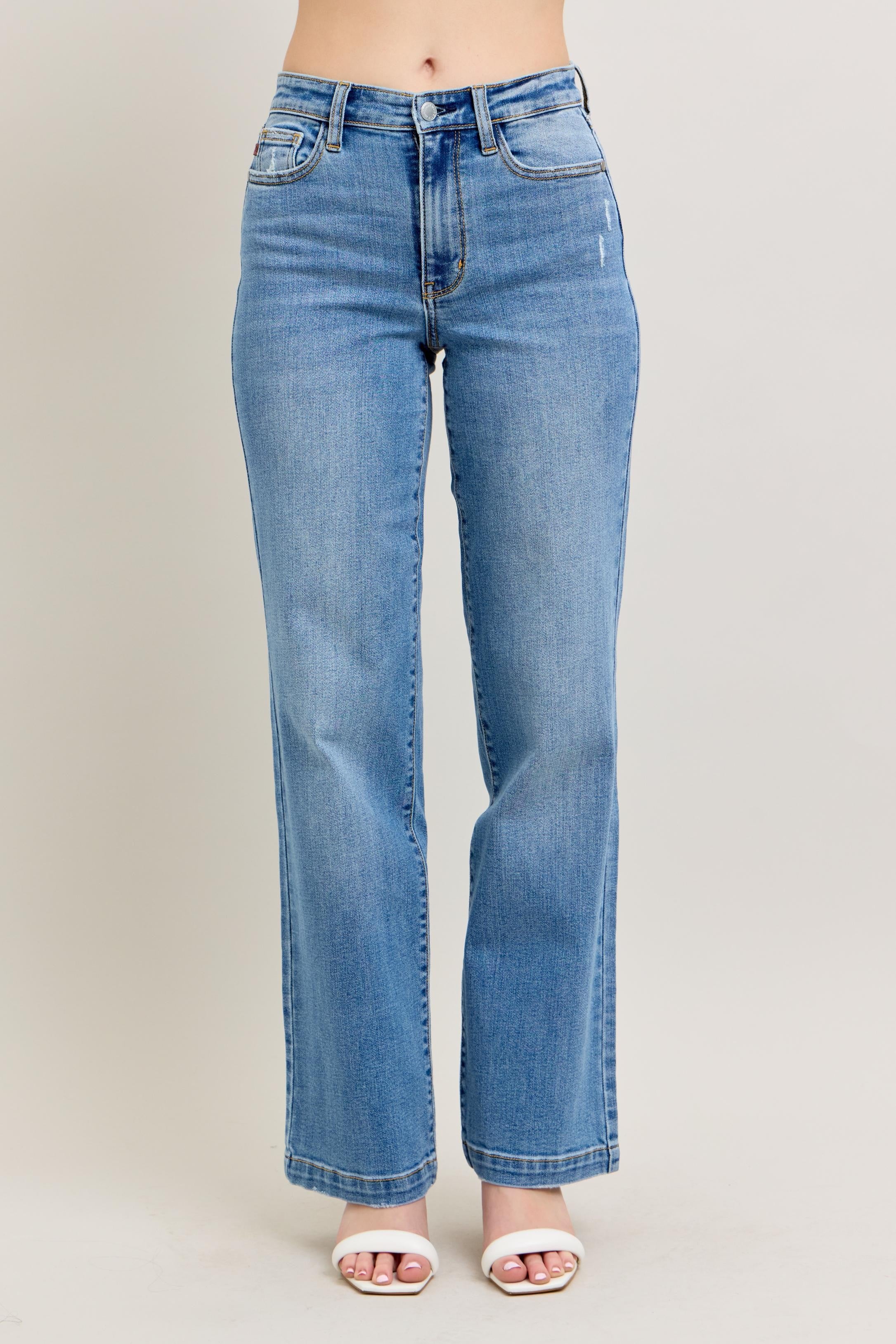 Judy Bllue Hw Trouser Straight Fit