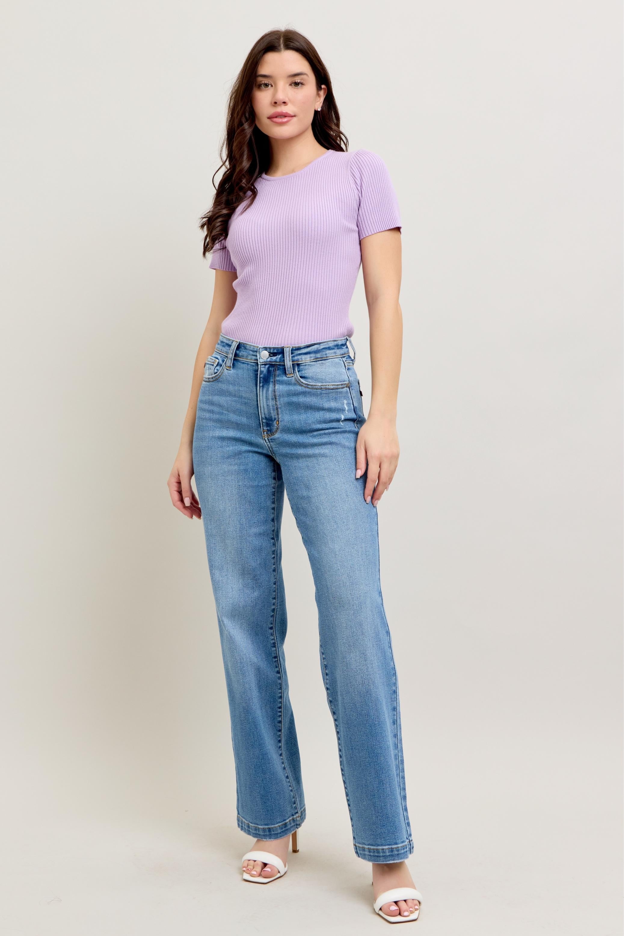 Judy Bllue Hw Trouser Straight Fit