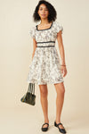 Womens Textured Monochrome Floral Piped Dress