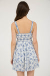 Blu Pepper Stripe Floral Sleeveless Tiered Mini Dress