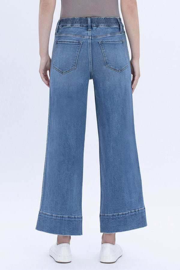 Lovervet High Rise Elastic Waistband Wide Leg Jeans