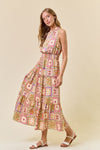 Doe and Rae Paisley Scarf Slvless Tiered Maxi Dress
