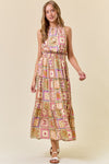 Doe and Rae Paisley Scarf Slvless Tiered Maxi Dress