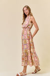 Doe and Rae Paisley Scarf Slvless Tiered Maxi Dress