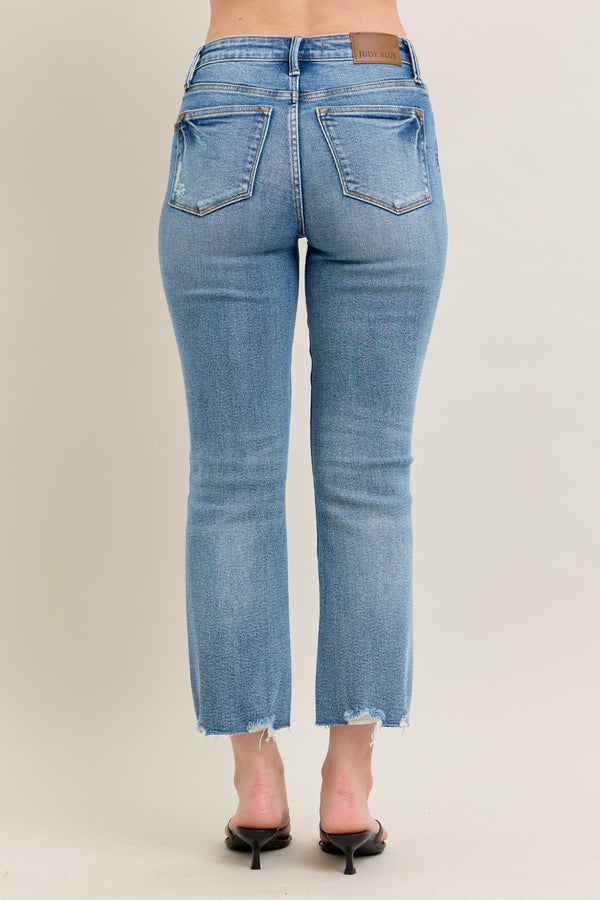 Judy Blue MR Vintage Wash Destroy Hem Kick Flare