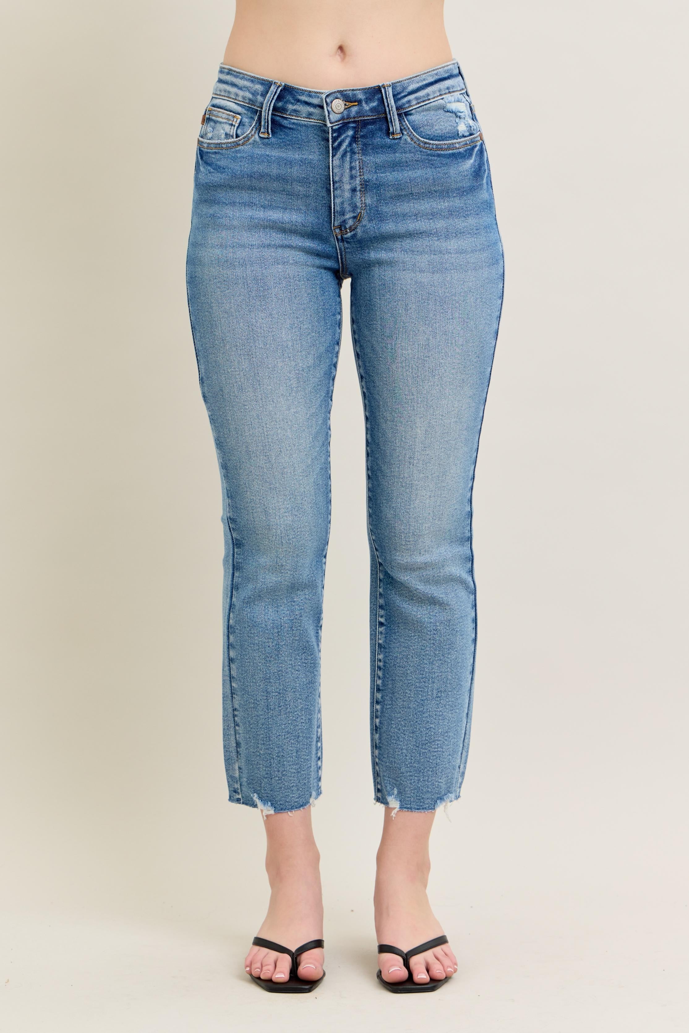 Judy Blue MR Vintage Wash Destroy Hem Kick Flare