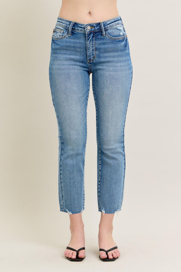 Judy Blue MR Vintage Wash Destroy Hem Kick Flare
