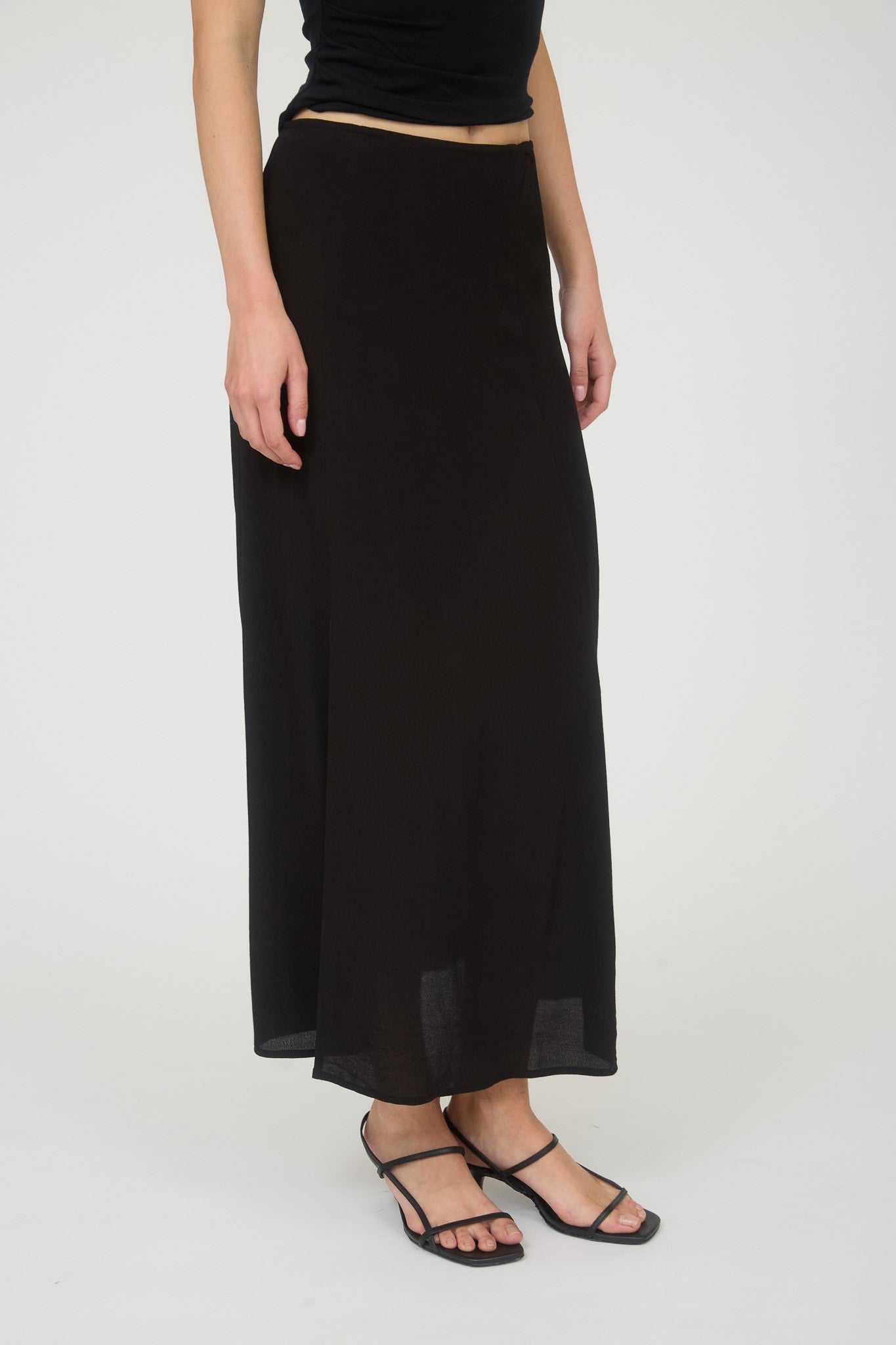 Blu Pepper Side Slit Lightweight Midi Skirt