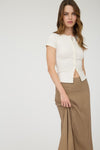 Blu Pepper Side Slit Lightweight Midi Skirt
