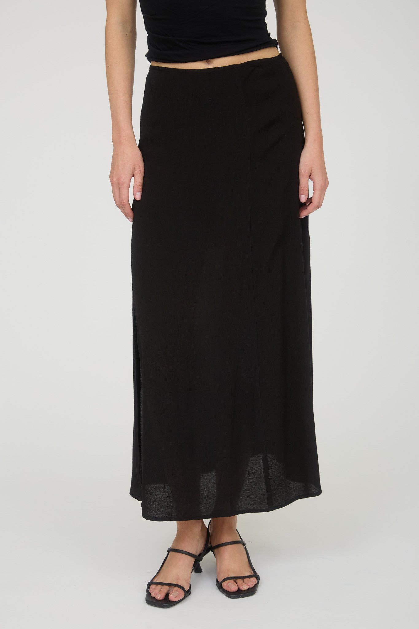 Blu Pepper Side Slit Lightweight Midi Skirt
