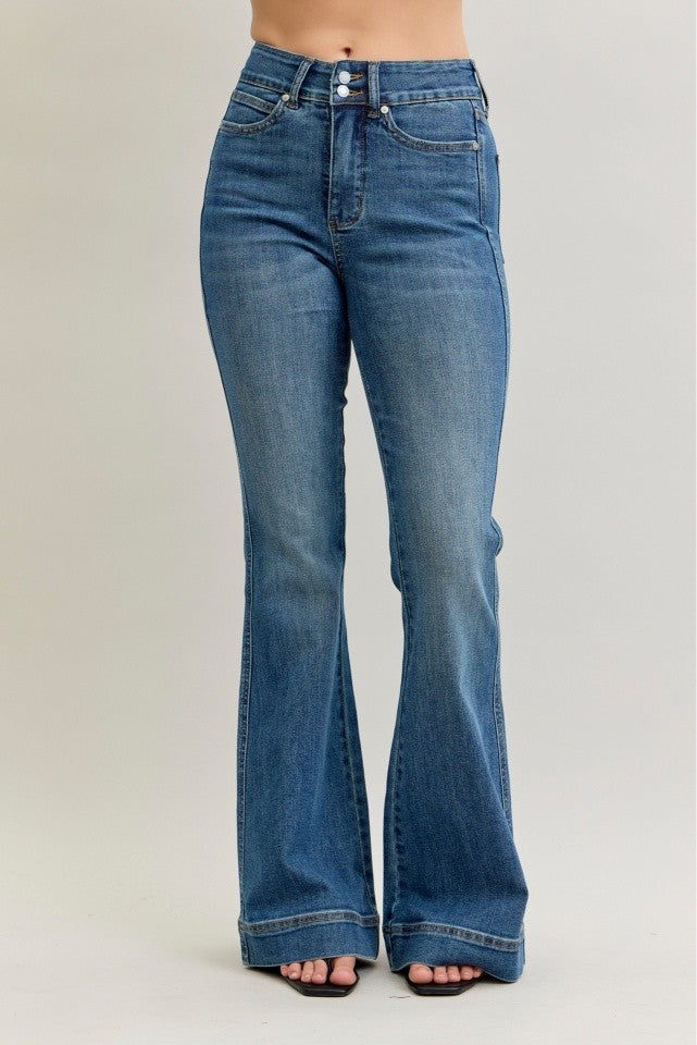 Judy Blue Hw Flare Tummy Control Double Button Wb