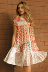 BIBI Print Mix And Match Tiered Dress With Button Down