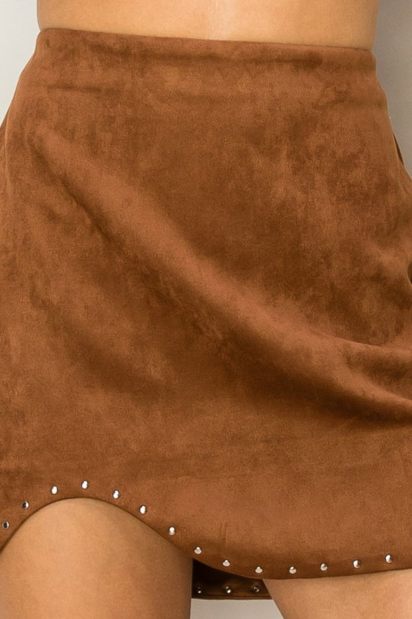 XMAS JULY Just Perfect Faux Suede Mini Skirt with Studs - 3 Colors