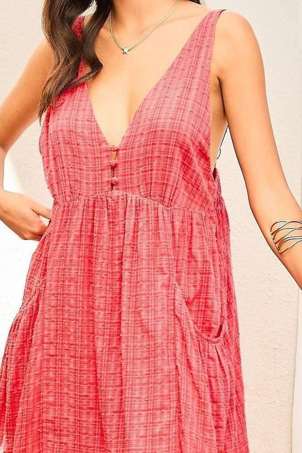 Main Strip Adjustable Strap Ruffle Paid Swiss Dot Dress