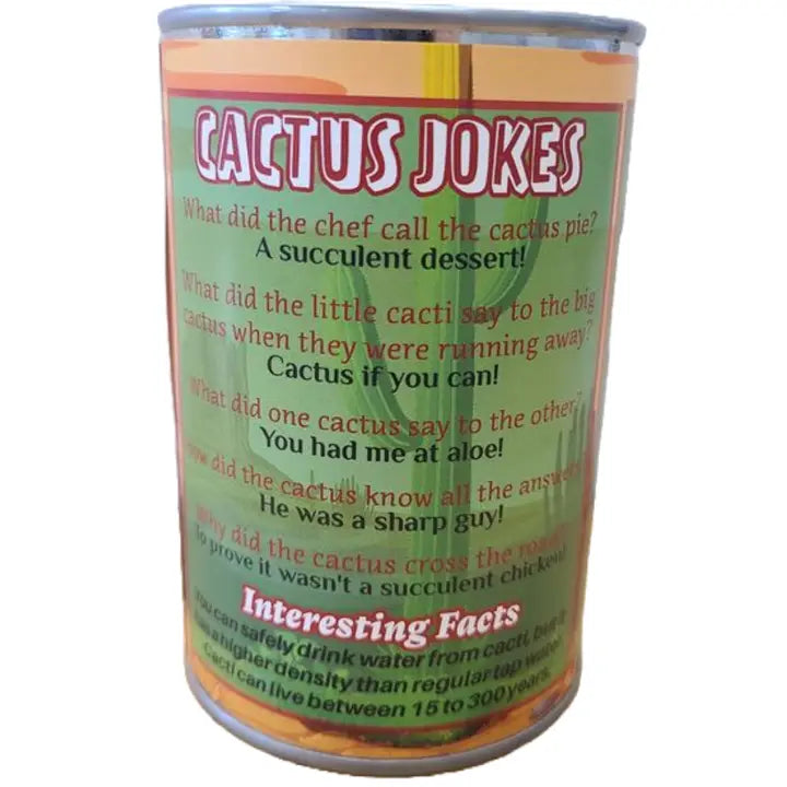 Pierce the Canned Cactus Eco-Friendly Plush W/Funny Jokes