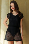 Davi & Dani Solid Sleeveless V Neck Mesh Knit Cover Up Dress
