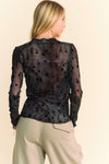 Davi & Dani Floral Mesh Long Sleeve Sheer layering Top
