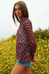 Checker Board Printed Mesh Long Sleeve Top - 4 Colors