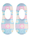 No-Show Liner Socks - Dasies & Waves Motif - Multi-Colored