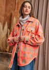 Plaid Orange Pink Jacket Shacket - Curvy Size