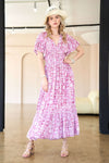Elastic Ruffle Smocking Ruffle Hemline Maxi Dress - Curvy Size