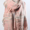 Pink Chunky Multi Colored Plaid Stitch Scarf