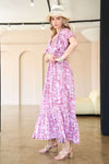 Elastic Ruffle Smocking Ruffle Hemline Maxi Dress - Curvy Size