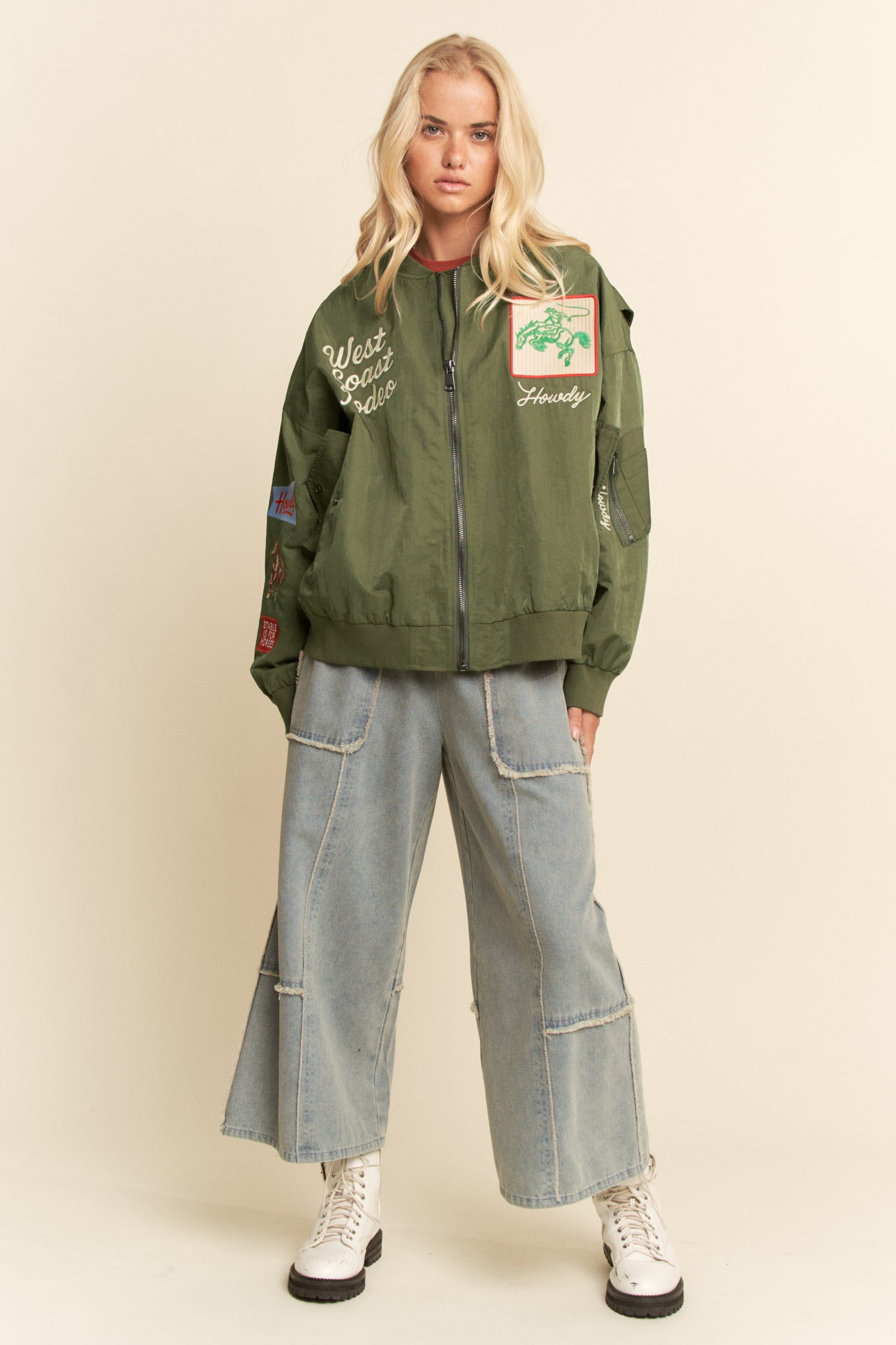 Davi & Dani West Coast Rodeo Embroidered Bomber Jacket