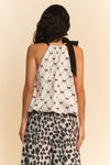 Davi & Dani Ribbon Checker Printed Tie Halter Neck Blouse Top - Curvy Size