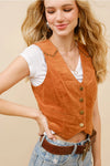 Blue B Corduroy Crop Studded Vest