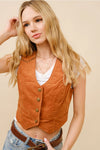 Blue B Corduroy Crop Studded Vest
