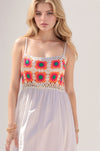SALE Davi & Dani Crochet Bodice Back Textured Fabric Maxi Dress