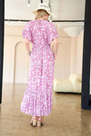 Elastic Ruffle Smocking Ruffle Hemline Maxi Dress - Curvy Size