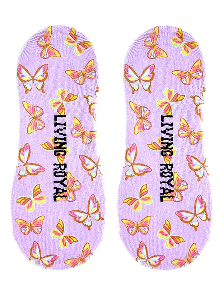 Living Royal No-Show Liner Socks - Butterfly Print - Pink