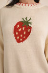 Gilli Sweet Vibes Slouchy Strawberry Round Neck Sweater
