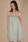 Very J Smocking Detail Stripe Woven Mini Sundress