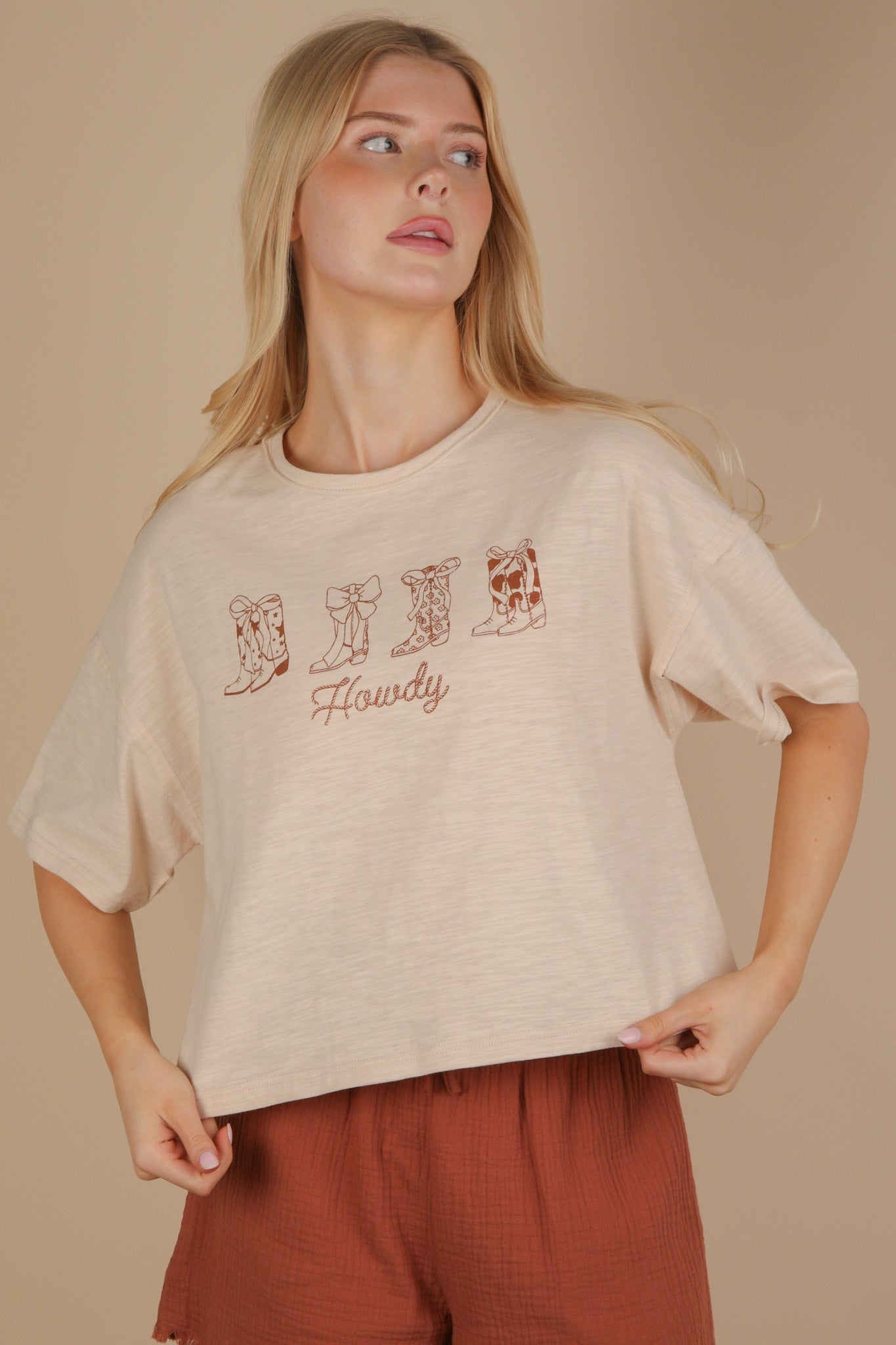 Very J Oversized Screen Print Graphic Casual Knit T Shirt