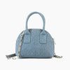 Half Moon Denim Rhinestone Crossbody Purse