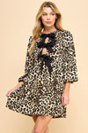 SALE Veveret Print Woven Ribbon Tie Short Dress