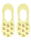 No-Show Liner Socks w/ Crystal Jewels - Cherries - Yellow