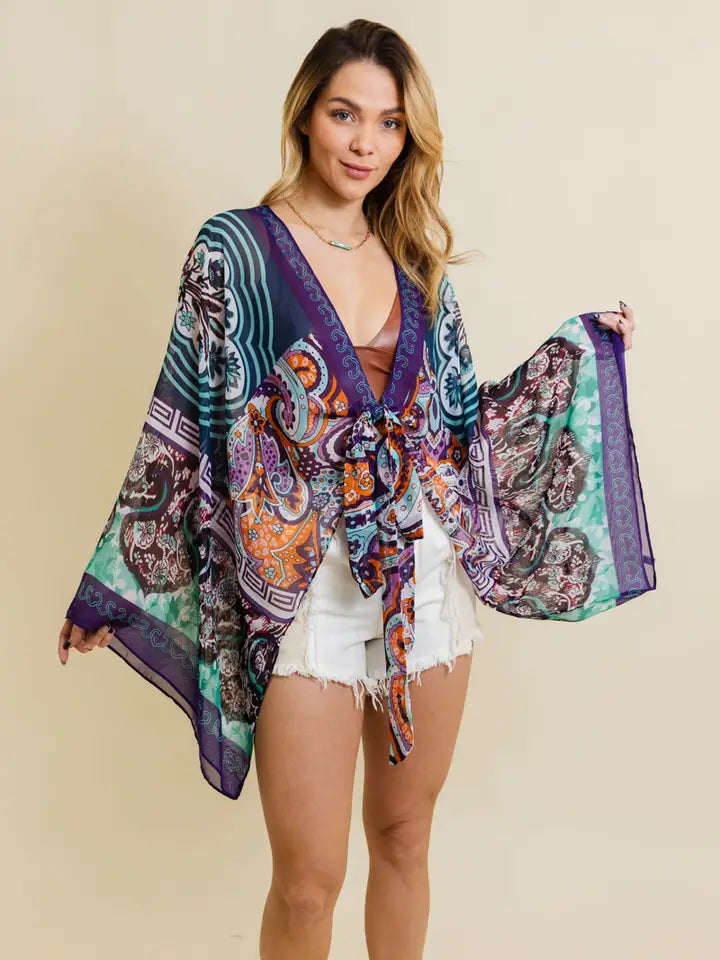 SALE Summer Boho Chic Tie Front Wrap W/Armholes