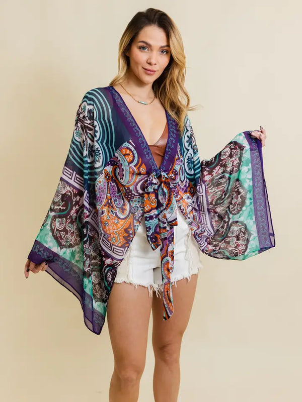 SALE Summer Boho Chic Tie Front Wrap W/Armholes