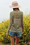 Checker Board Printed Mesh Long Sleeve Top - 4 Colors