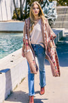 Davi & Dani Printed Loose Long Cardigan