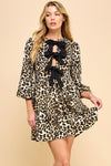 SALE Veveret Print Woven Ribbon Tie Short Dress