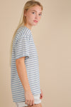 Very J Oversized Stripe Casual V-neck Knit Top