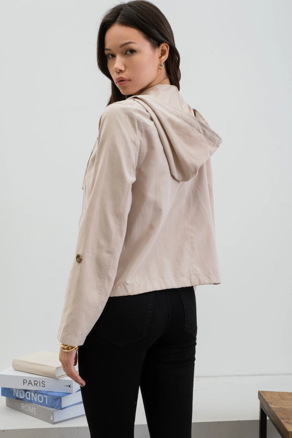 Blu Pepper Snap Button Zip Up Hooded Jacket